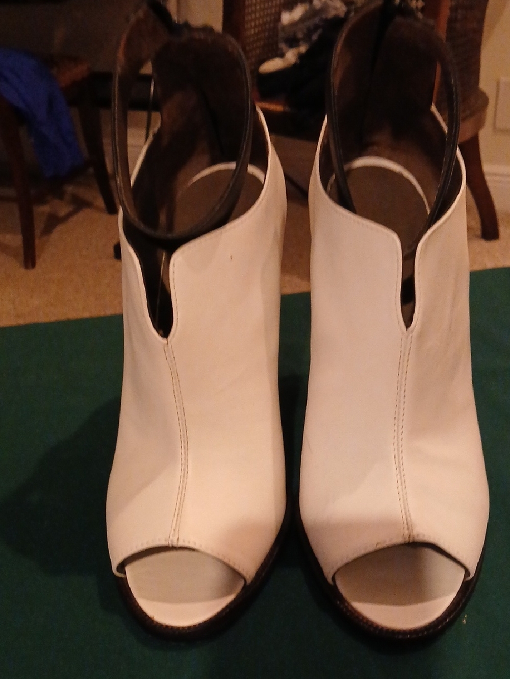 Tibi White Peep-Toe Slingback Heels